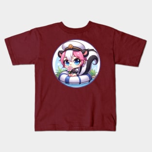 Cute Skunk Sailor Girl Kids T-Shirt